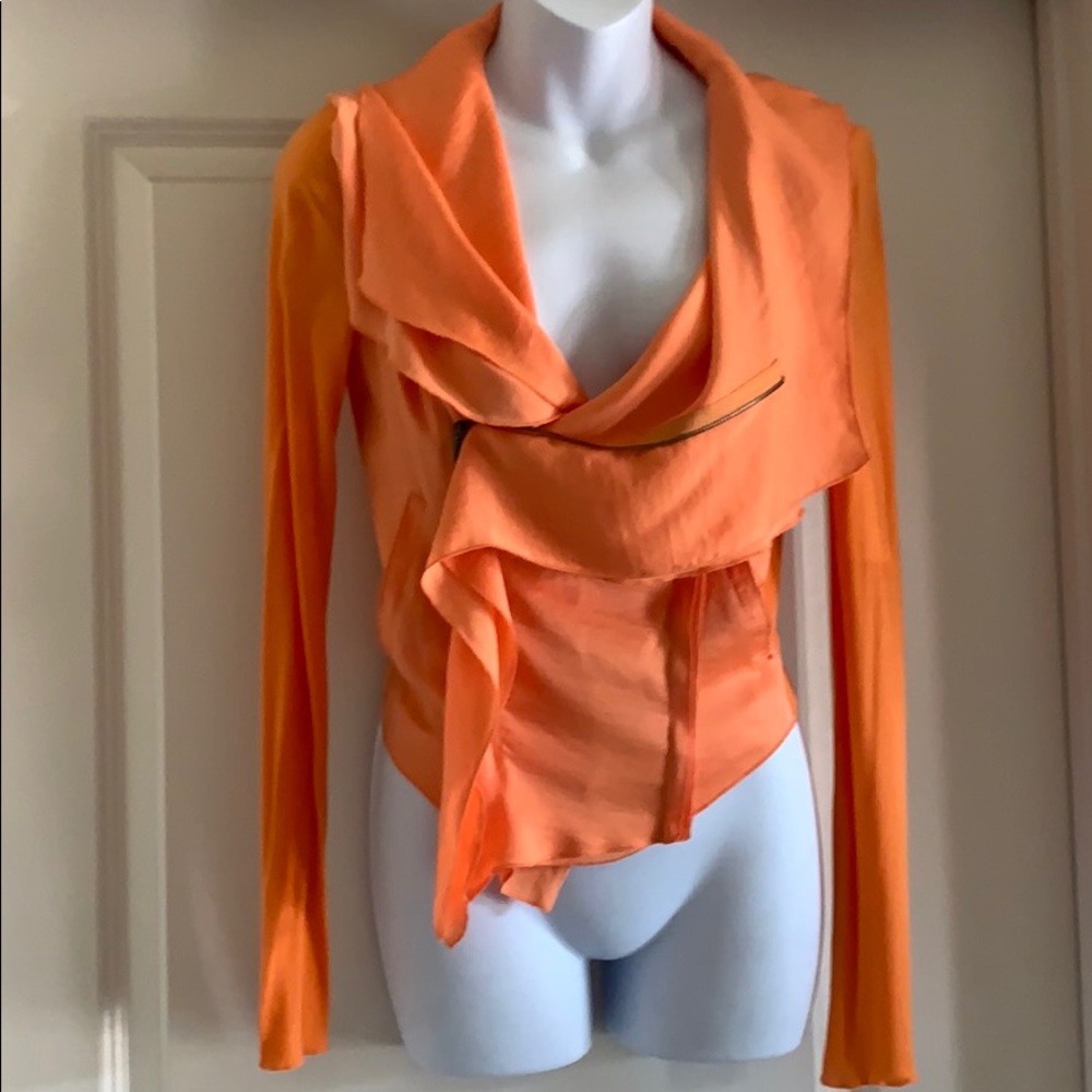 BCBG papaya orange cropped blazer